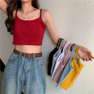 Áo kiểu croptop hai dây ôm dáng phong cách Hàn Quốc thời trang mùa hè