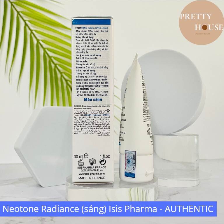 Kem dưỡng trắng chống nắng, giảm thâm nám Neotone Radiance SPF50+ Isis Pharma