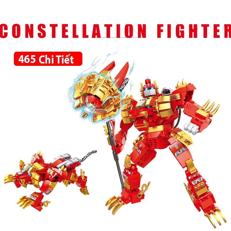 Đồ chơi lắp ráp Mẫu 12 chòm sao có thể biến thành robot với hơn 450 chi tiết nhựa ABS