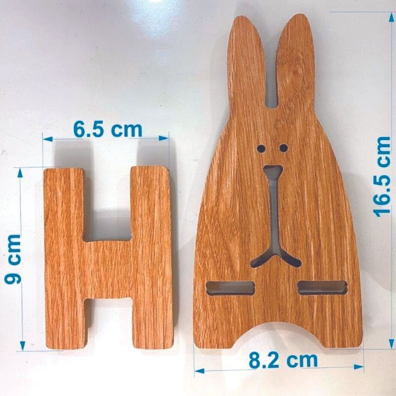 Kệ Điện Thoại Giá Đỡ Máy Tính Bảng Mini Bằng Gỗ Ép Tiện Dụng Hình Con Thỏ Dễ Thương 16.5cmx8.2cm