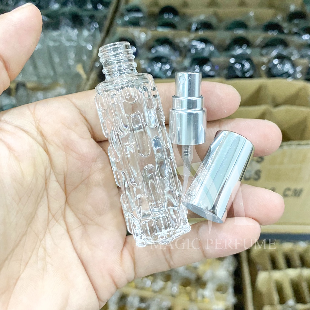 Chai lọ đựng nước hoa thủy tinh cao cấp 10ml hình lục giác có vân dạng phun sương