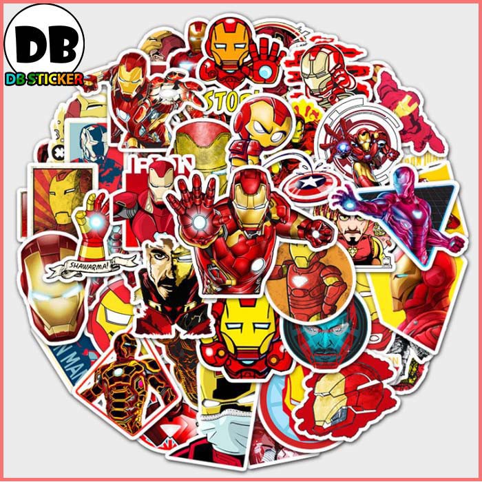 Bộ Sticker hoạt hình Iron Man cute dán trang trí laptop, nón bảo hiểm, vali, xe tay ga, ván trượt - DB.055