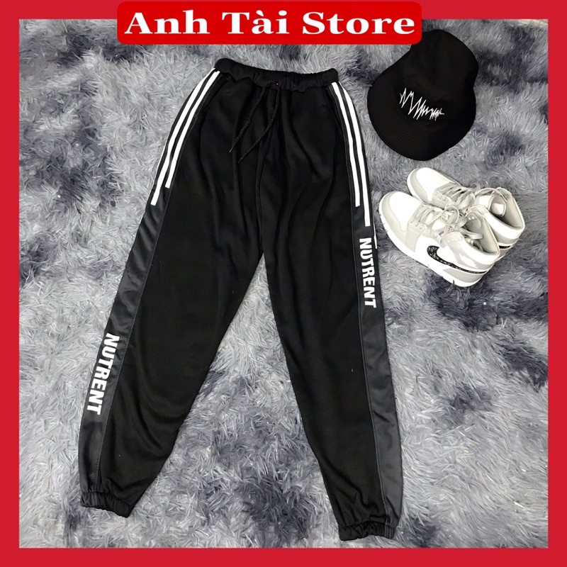 Quần jogger NUTRENT nam nữ thể thao 3 vạch chất nỉ bông giày đẹp AT 0001