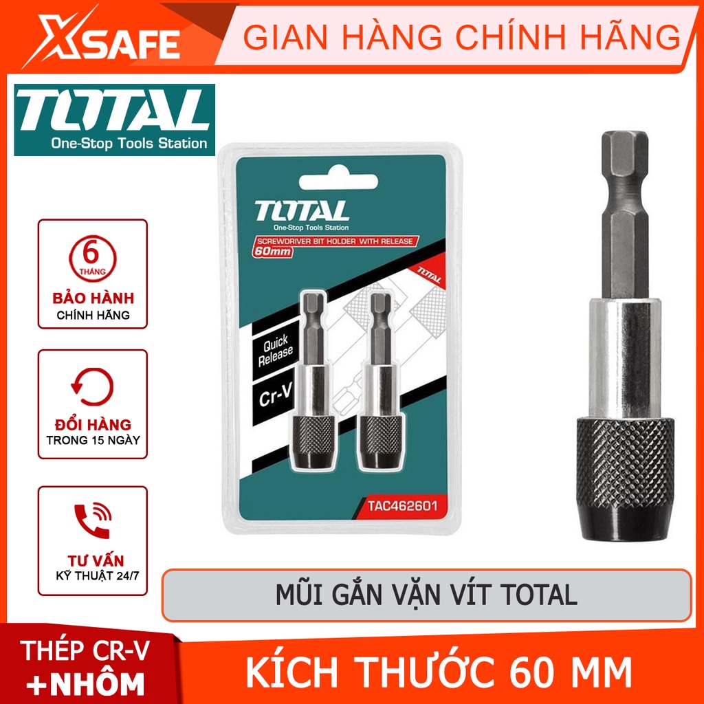 Mũi gắn vặn vít TOTAL TAC462601 size 60mm, kích thước 13cmx3cmx17cm, chất liệu thép, Cr-V, nhôm cứng cáp - [XSAFE]