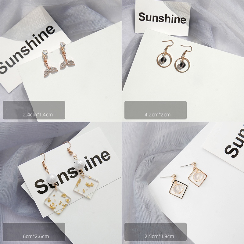 Ahellogirl Khuyên tai hình học đơn giản thời trang Hàn Quốc