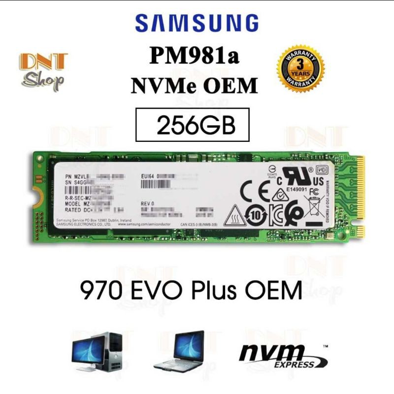 Ổ cứng SSD Sam sung PM 981a M2 .2280 NVMe 256GB- chính hãng sam sung. Bảo hành 3 năm (1đổi 1)