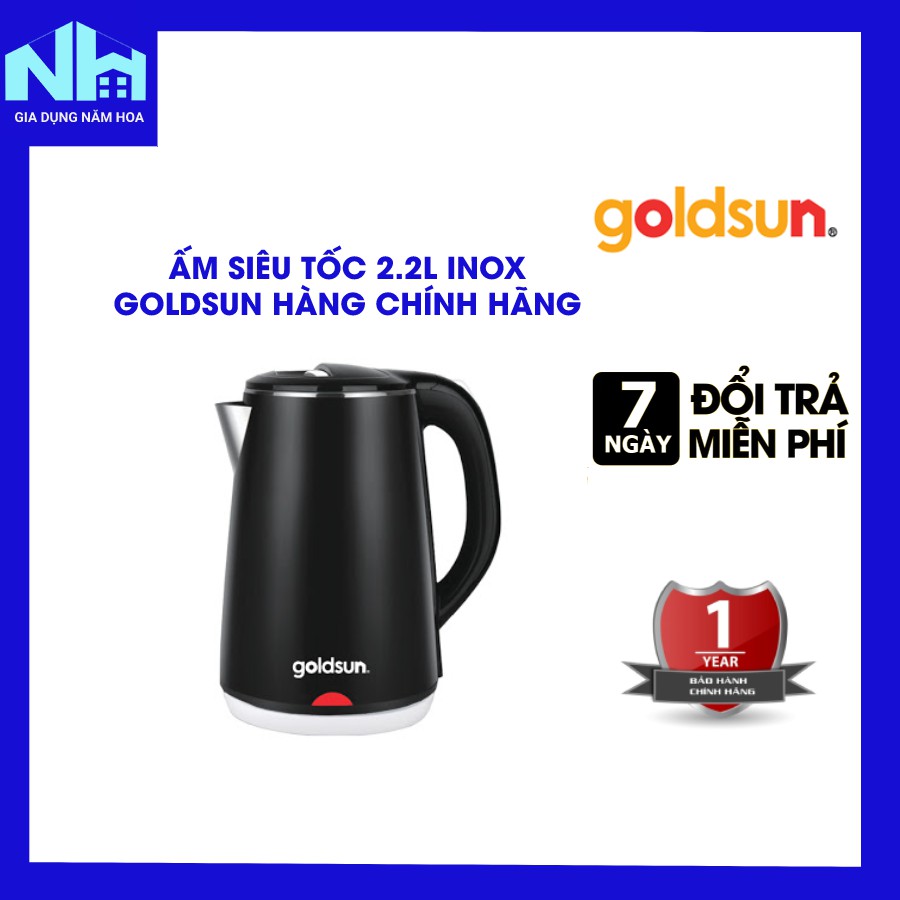 Bình đun siêu tốc - Công suất 1700W bảo hành lỗi 1 đổi 1 Goldsun GKT2602 Chính Hãng