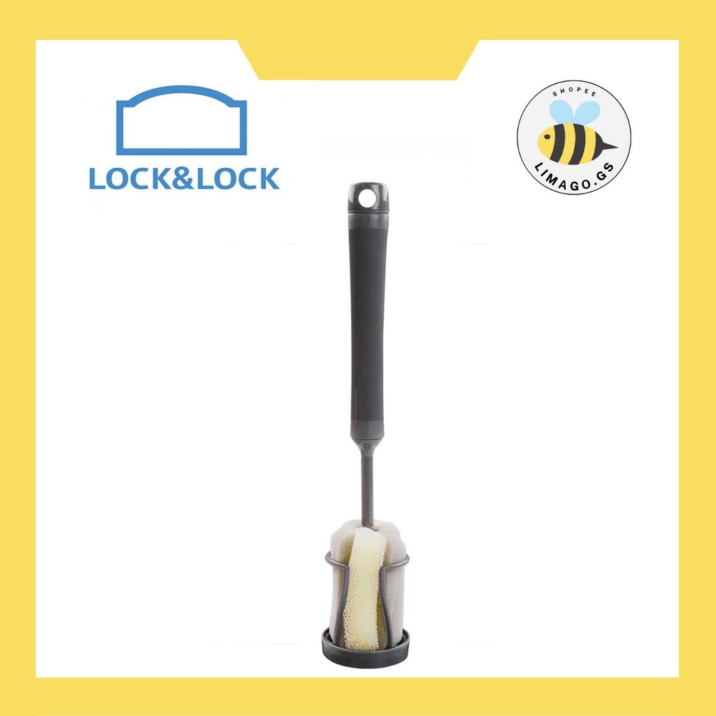 Dụng Cụ Rửa Bình Giữ Nhiệt Và Ly Lock&Lock Bằng Bọt Biển Có Kèm Đế Cắm ETM143DGRY - Màu Xám Đen - Hàng Chính Hãng
