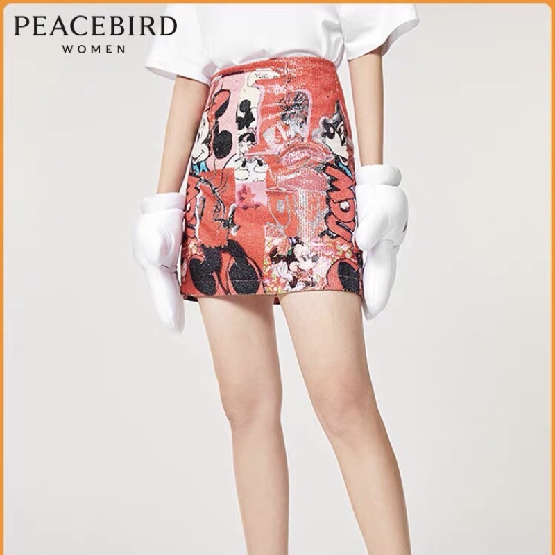 Chân váy đỏ kim sa Peacebird