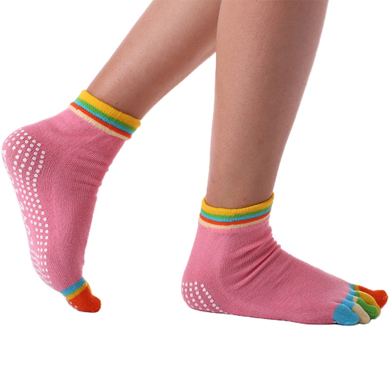 Youyo Đôi Vớ Tập Yoga Co Giãn Chống Trượt Nhiều Màu Sắc Cầu Vồng Với Tay Cầm Silicone Dành Cho Nữ