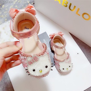 Giày búp bê đính đá hình mèo Hello Kitty dễ thương