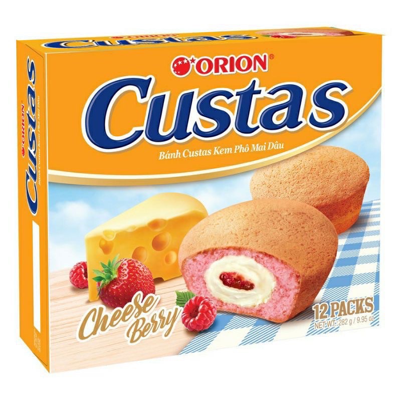 Bánh Custas Orion Vị Phô Mai Dâu - 12 Cái