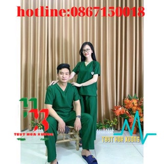 Bộ Scrubs cổ tim phòng mổ, đồng phục Spa, phòng khám, Bác Sĩ, quần áo phòng mổ, đồng phục phẫu thuật màu xanh lá cây