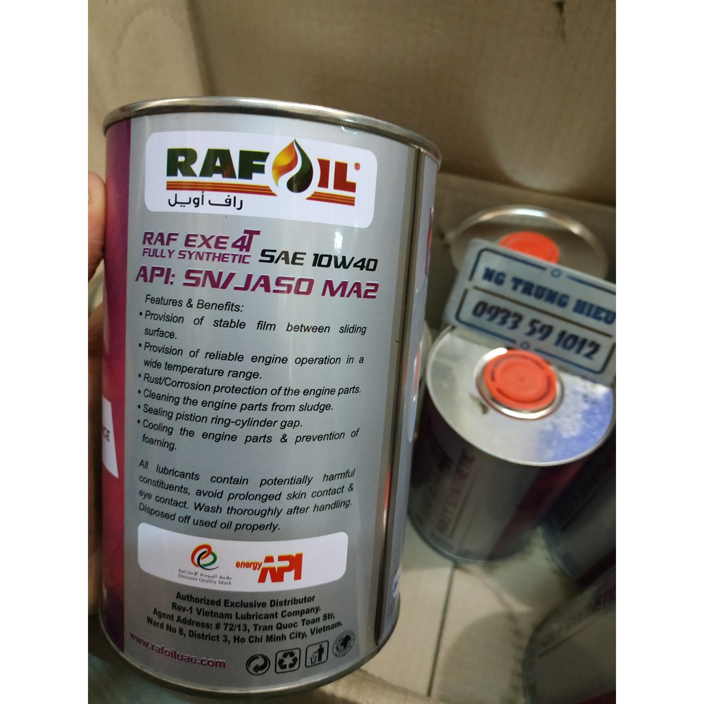 (Đọc phần miêu tả) (Có Quà tặng) Rafoil Racing RAF EXE 4T 10w40 Full Tổng hợp Api SN - Made In UAE - 1Lít