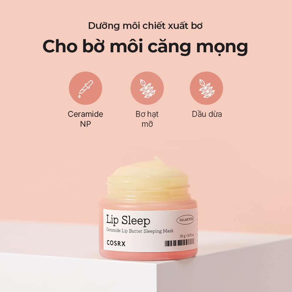 [COSRX OFFICIAL] Mặt nạ môi chiết suất bơ COSRX Ceramide Lip Butter Sleeping Mask 20g phục hồi dưỡng ẩm môi