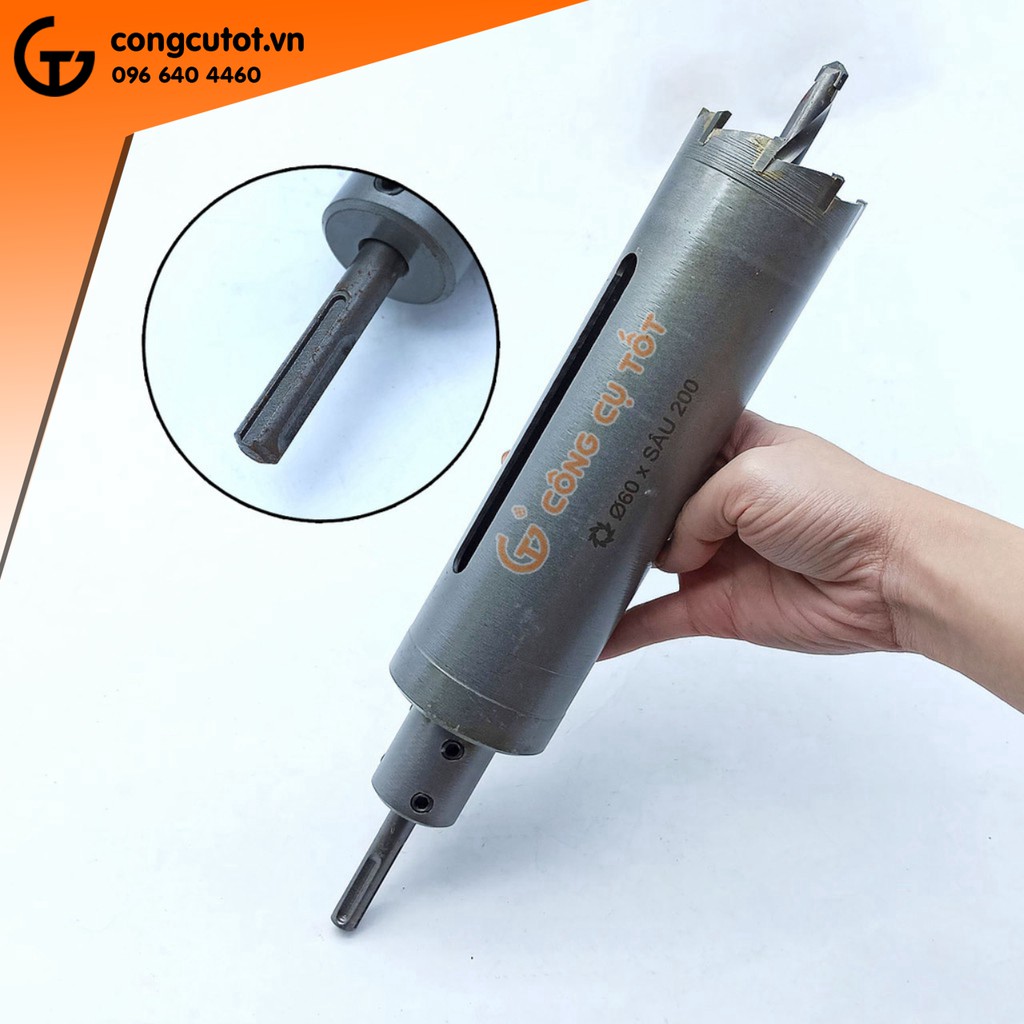 Mũi khoét tường đuôi gài Thắng Lợi Φ60 sâu 200mm