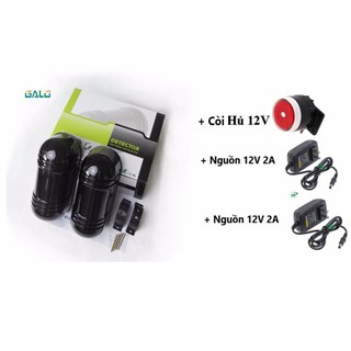 Hàng rào báo động chống trộm bằng cảm biến hồng ngoại ABT-100 + 2 Nguồn 2V 2A + Còi hú