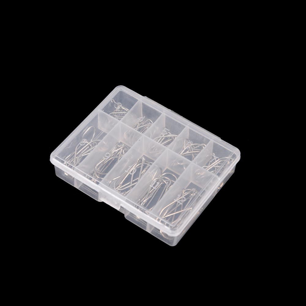 1 Hộp 100 Móc Câu Cá Bằng Thép Carbon 10 Kích Cỡ 3-12 Inch