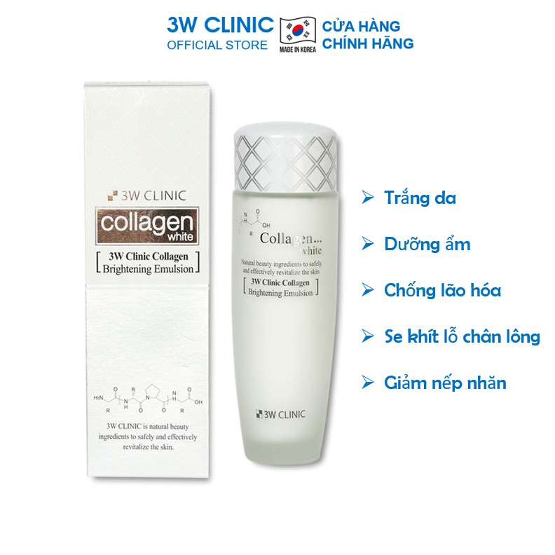 Sữa dưỡng trắng da dưỡng ẩm chống lão hóa chiết xuất collagen 3W Clinic Hàn Quốc 150ml