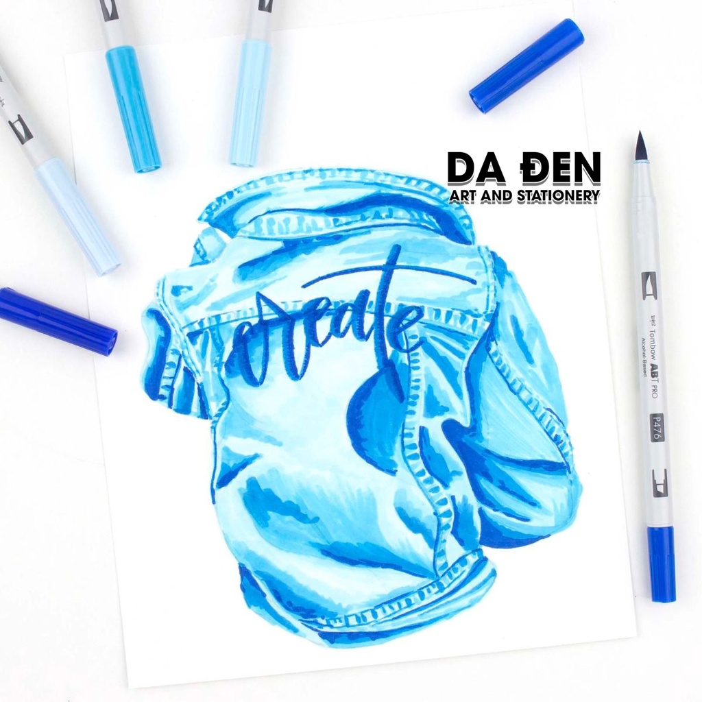 [DA ĐEN] Bộ 5 Bút Dual Marker Tombow ABT Pro - Blue Tones