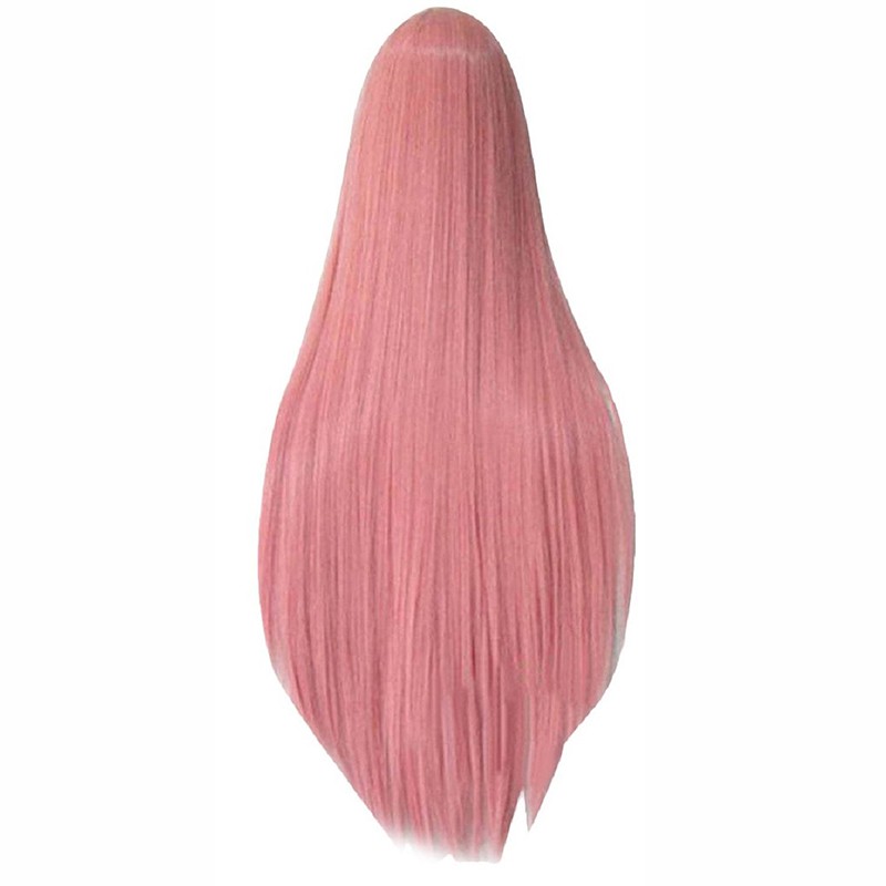 Tóc giả thẳng dài 80cm màu hồng xinh xắn