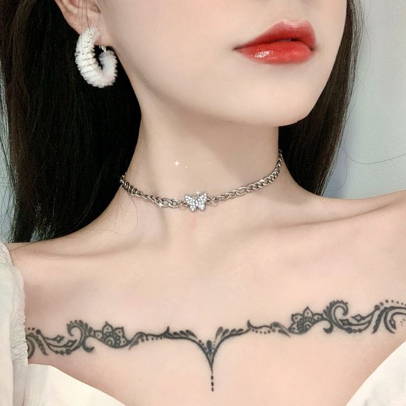 MANYUE Vòng cổ Mặt Hình Bướm Đính Đá Zircon Phong Cách Hip Hop Cổ Điển Thời Trang Cho Nữ