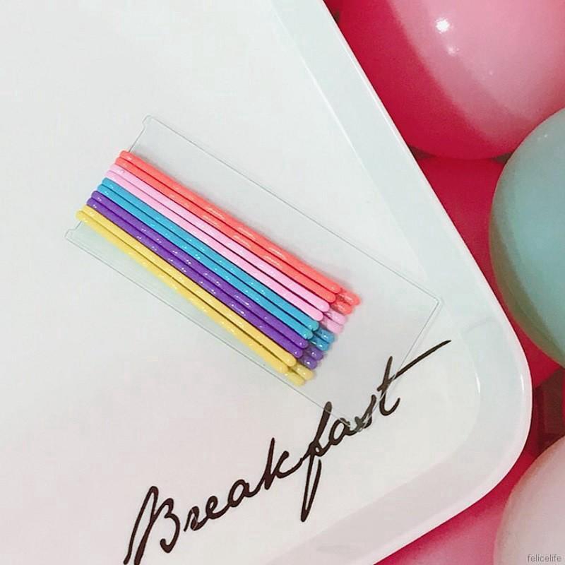 Set 10 kẹp tóc dạng hình học nhiều màu sắc phong cách Hàn Quốc xinh xắn