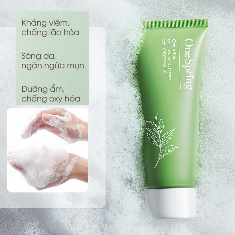 Sữa rửa mặt trẻ hóa da trà xanh OneSpring Green Tea 100g giúp da sáng căng mướt sạch sâu A264