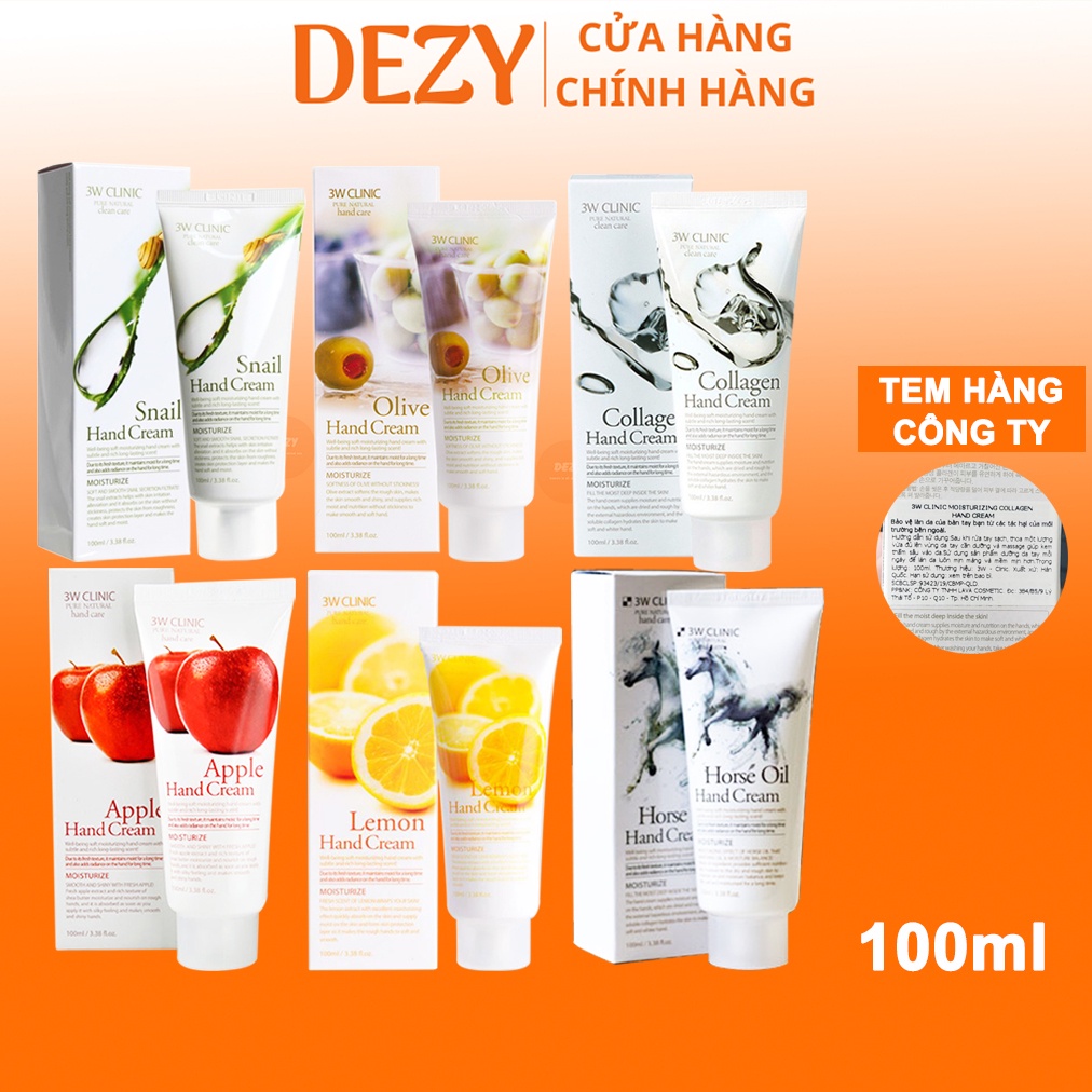 Kem Dưỡng Da Tay 3W Clinic Hand Cream Hàn Quốc Dưỡng Ẩm Tái Tạo Da Hư Tổn Khô Từ Collagen Vitamin E Skincare Body Dezy