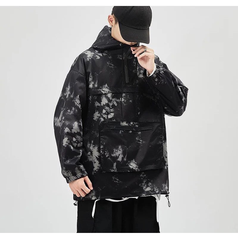 Áo Hoodie Vải Dù Polyester In Họa Tiết Có Mũ Phong Cách Ulzzang Hot Trend Siêu Bền, Chắc