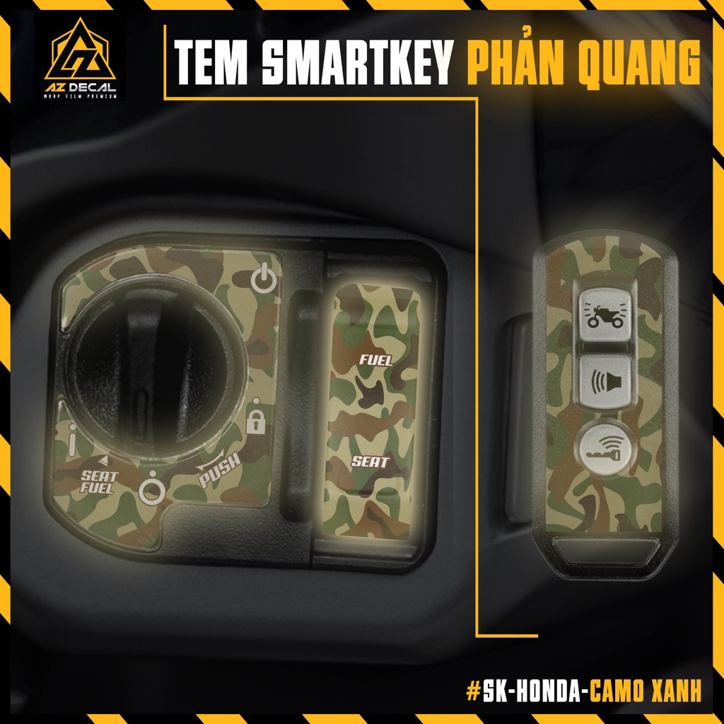 Decal Dán Smartkey Ổ Khoá &amp; Chìa Khoá | SK-HONDA-CAMO | Tem Dán Khóa Thông Minh Xe Honda SH, SH Mode, Vision, Airblade..