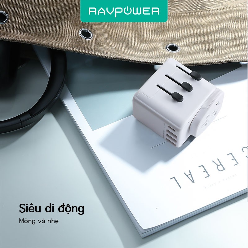 Bộ sạc du lịch RAVPower Sạc nhanh 30W Nhỏ gọn và kiểu dáng đẹp 3 cổng USB +1 USB-C RP-PC099
