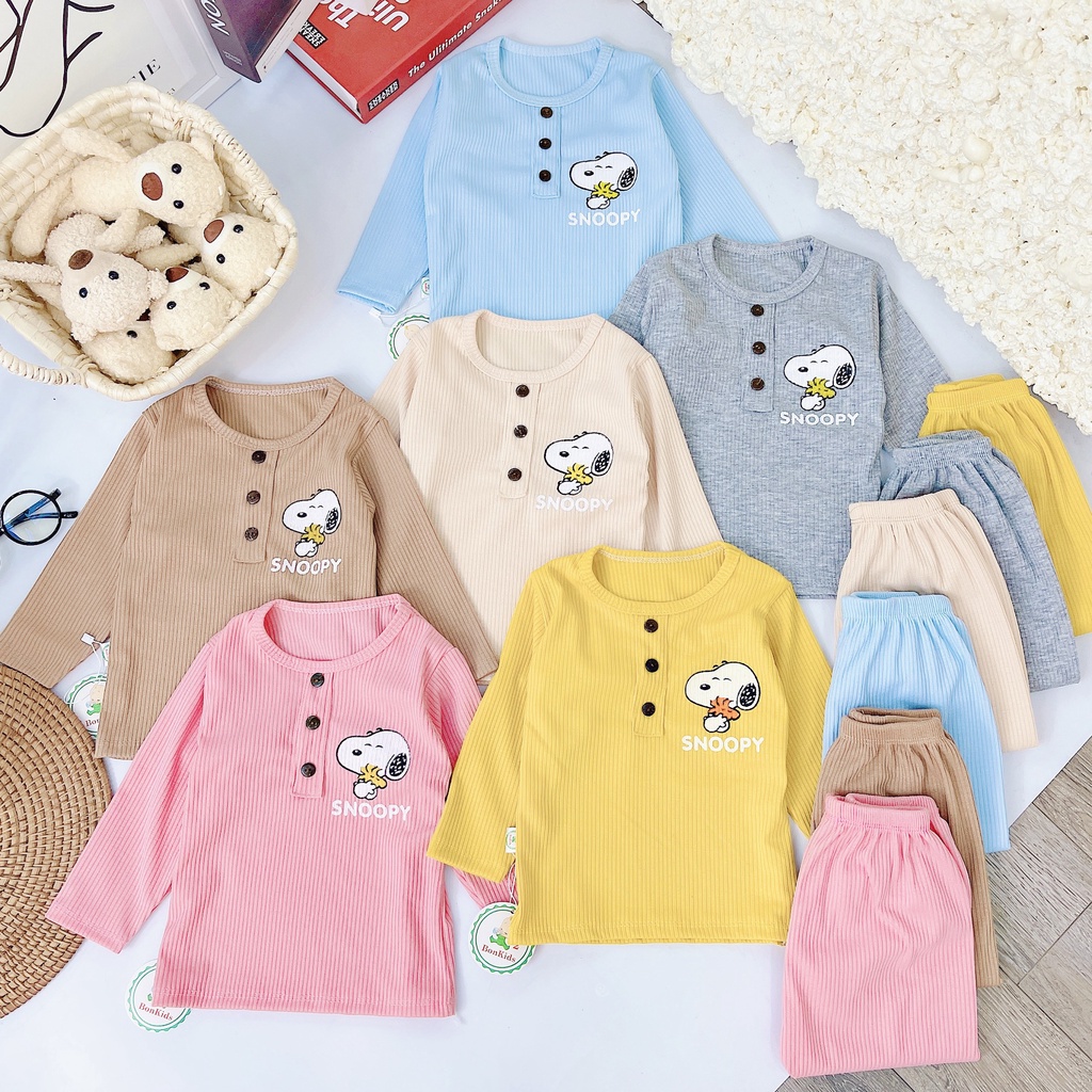 Bộ dài tay thu đông cao cấp cho bé trai bé gái sơ sinh 5-16kg, vải len tăm xuất xịn nhiều màu