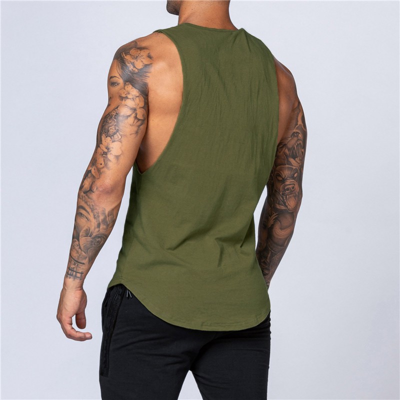 Mens Causal Basic Cotton Round Neck Tank Tops bodybuilding Fitness Graphic Singlets