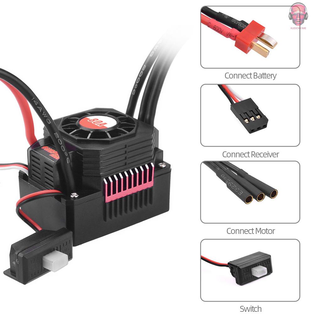 Bộ Điều Khiển Tốc Độ Động Cơ Không Chổi Than 80a Esc Chống Thấm Nước Cho Xe Hơi / Xe Tải Địa Hình Điều Khiển Từ Xa Tỉ Lệ 1: 10