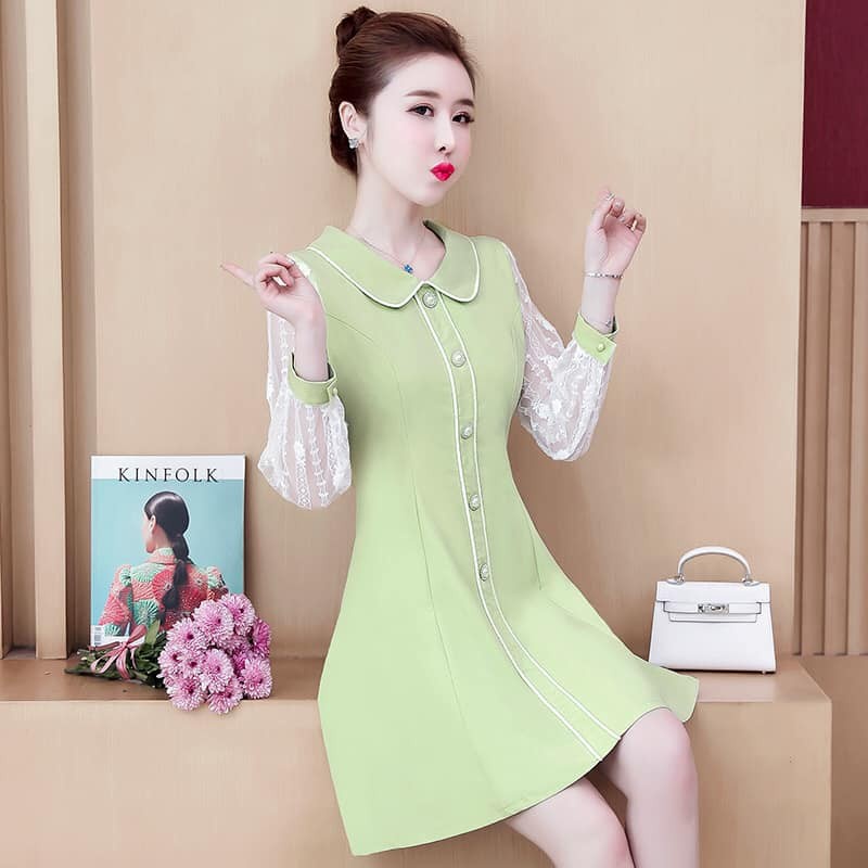 D7975 - Đầm xòe nữ dài tay hàng nhập