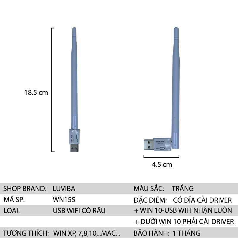 USB wifi thu wifi LB LINK cho pc thu sóng wifi cho máy tính bàn LUVIBA WN155