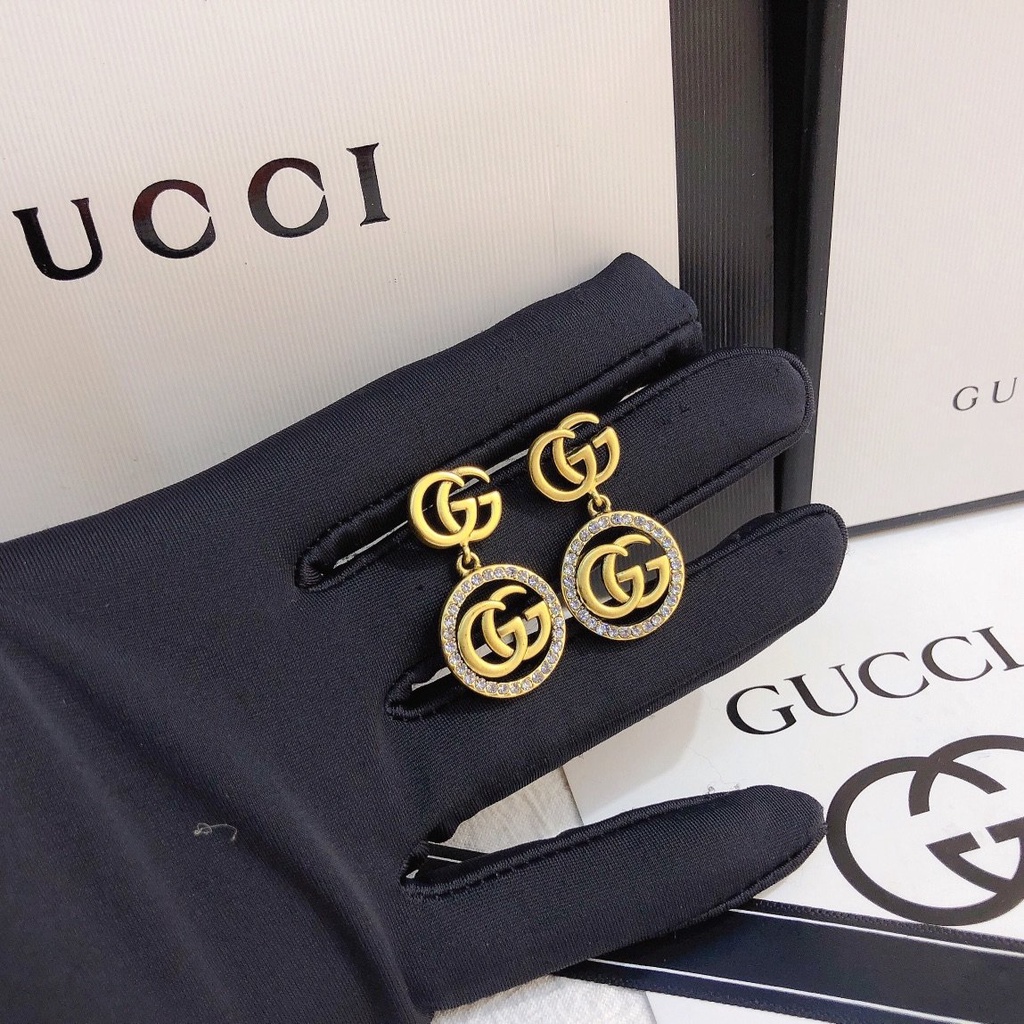 Bông Tai Gucci Bằng Thép Titan Hình Logo GG Đôi Thời Trang Cho Nữ