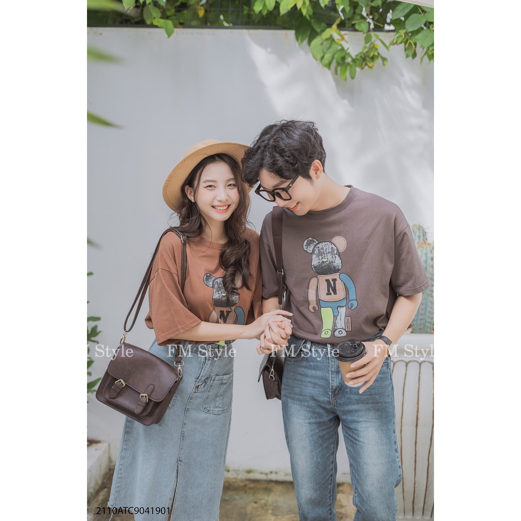 Áo Thun cổ tròn TN gấu robot chữ chất thun lạnh thương hiệu FM STYLE 211019103