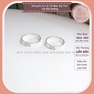 Nhẫn đôi bạc ta, có bán lẻ 1 chiếc MIỄN PHÍ khắc tên và icon theo yêu cầu - LA33