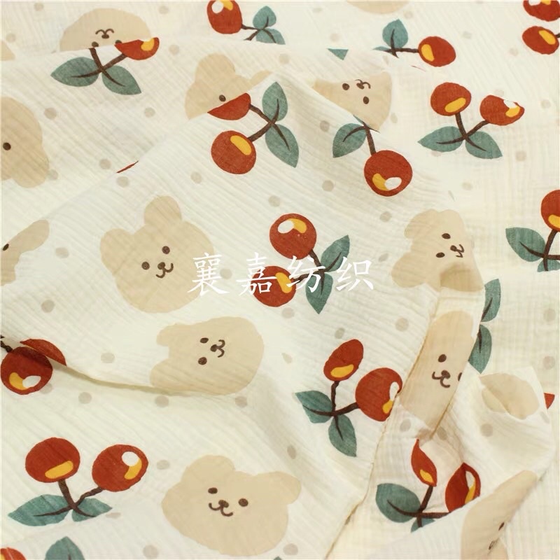 vải xô muslin cao cấp gấu chery đỏ may quần áo và khăn tắm cho bé sơ sinh