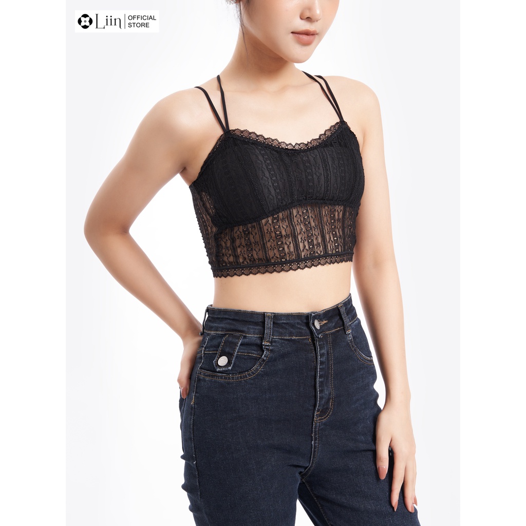 Áo bra Linbi den dây chéo mặc ôm, chất đẹp không dặm dễ mix đồ liin clothing A2172