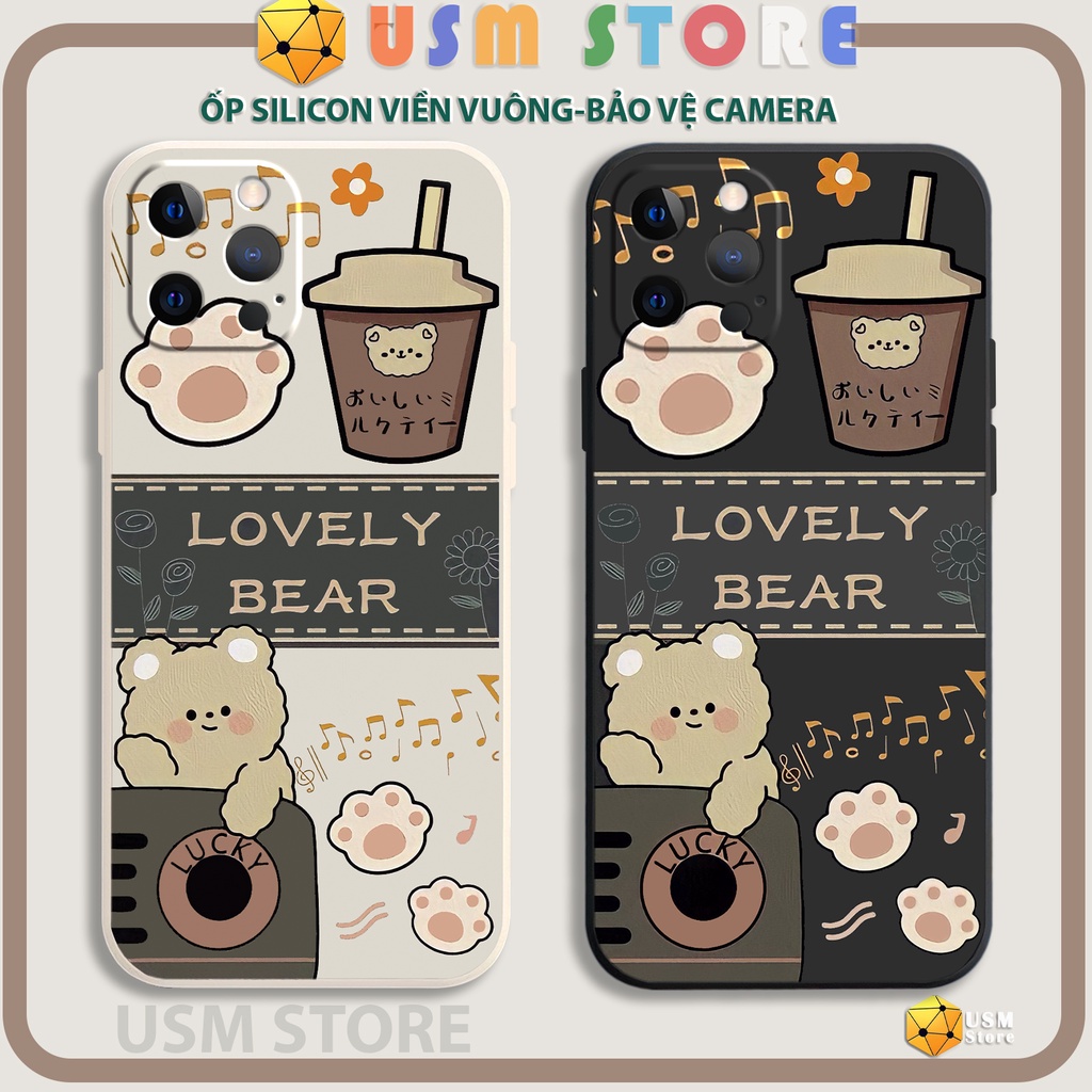 Ốp lưng iphone 11/11Pro/11Promax/12/12Pro//12Mini//12 Pro/12Promax/13/13pro/13Promax có viền bảo vệ camera,in hình bear