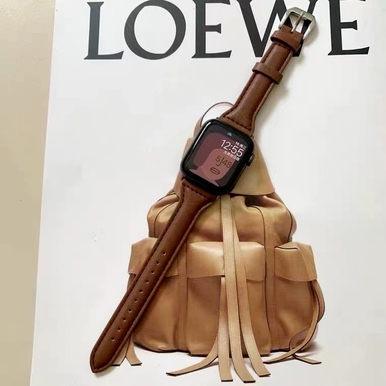 Dây đeo bằng da mỏng thích hợp cho đồng hồ thông minh Apple Watch series 1/2/3 42mm 38mm 4 5 40mm 44mm