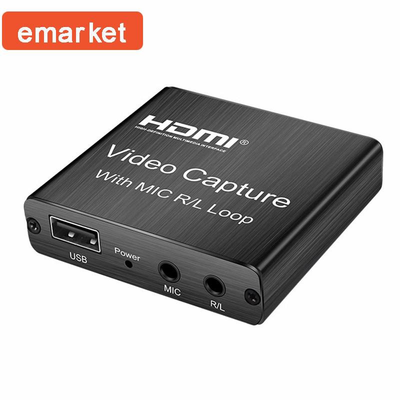 New HDMI Device 1080p @ 30fps USB Video Capture Disc Video Recorder HD Adapter USB Recording FHD Game Capture Card with Micro Loop R