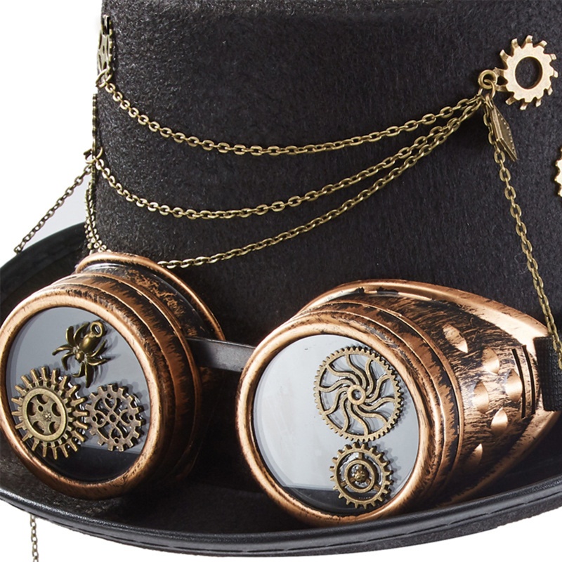 Mũ Hóa Trang Halloween Phong Cách Steampunk Kèm Kính Bảo Hộ
