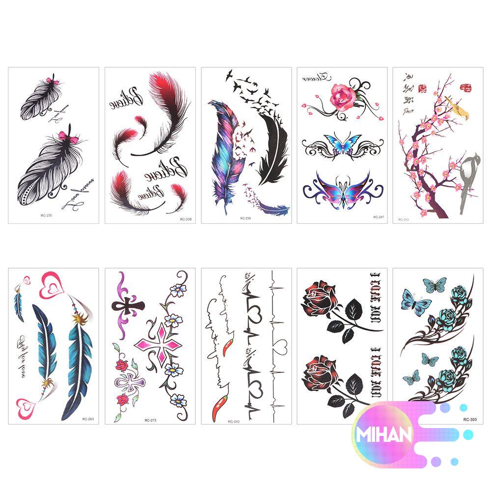Hình xăm dán tạm thời họa tiết lông vũ và hoa nhiều kiểu bắt mắt chống thấm nước chuyên nghiệp