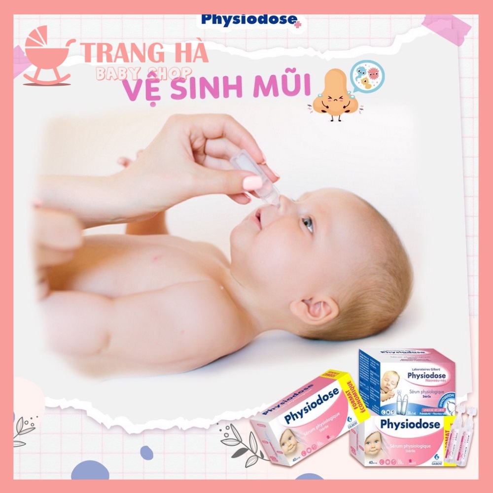 Nước Muối Sinh Lý Physiodose Tép Hồng Vệ Sinh Cho Bé ( Hộp 40 ống x 5ml )