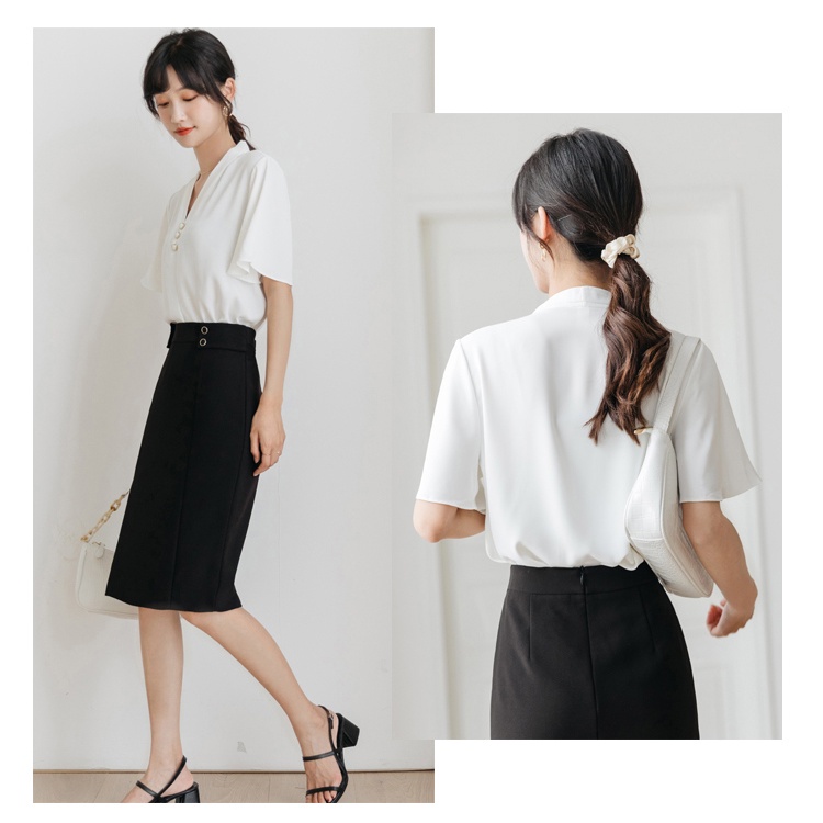 Áo Chiffon Tay Ngắn Cổ Chữ V Dáng Rộng Thời Trang Dành Cho Nữ | BigBuy360 - bigbuy360.vn