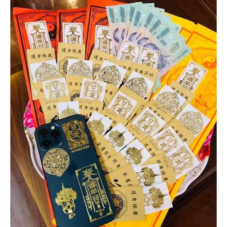 Miếng Dán Điện Thoại Tài Lộc May Mắn Bình An - Hình dán , Linh Phù Dán Điện Thoại
